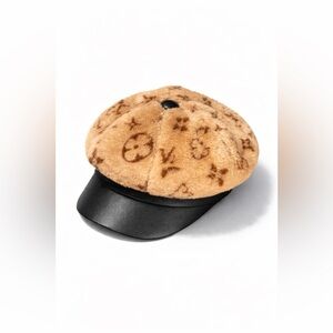 Tan Faux Fur Newsboy Cap Monogram Style